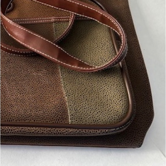 JAGUAR Tote Large Leather Multi Colour 3 Zip Pockets Excellent 22”x14.5”x 6” - Picture 4 of 13